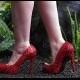 Ruby Red Sparkly Wedding Shoes ♥ Glitter Bridal Shoes 