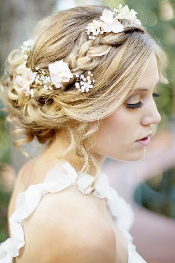wedding photo - Floral Braided Crown Wedding Bridal Hairstyle 