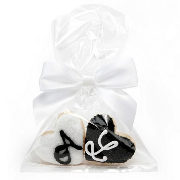wedding photo - Mini Favors cardiaques Cookie initiales