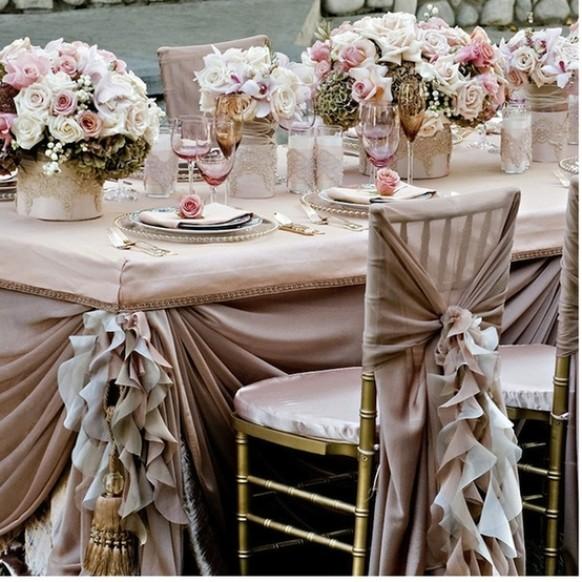 wedding photo - Pale Pink Ruffled Wedding Table Design ♥ Dream Wedding Decorations 