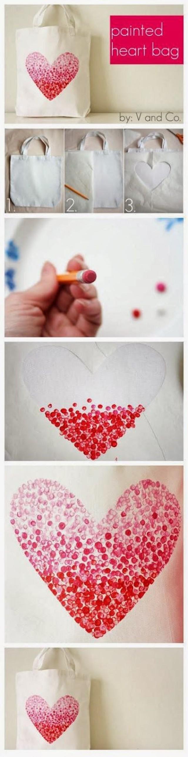 wedding photo - DIY : Painted Heart Bag 