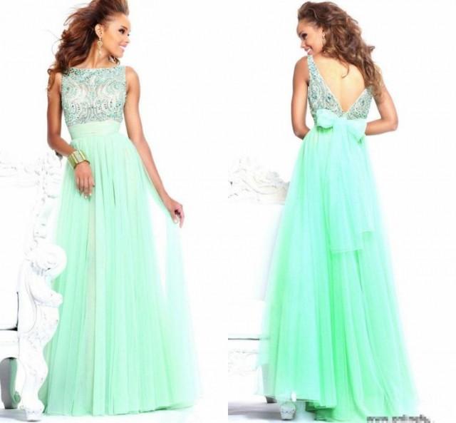 wedding photo - New Beaded Oepn Back Party Celebrity Pageant Prom Gowns Formal Evening Dresses