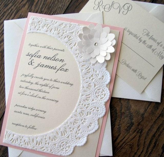 Real Wedding Malia And Jonathan Blush Kraft Diy Vintage Laser Cut Wedding Invitation Print