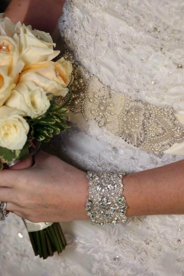 wedding photo - Wedding Dress Crystal Pearls Beaded Embellishment Sash Belt