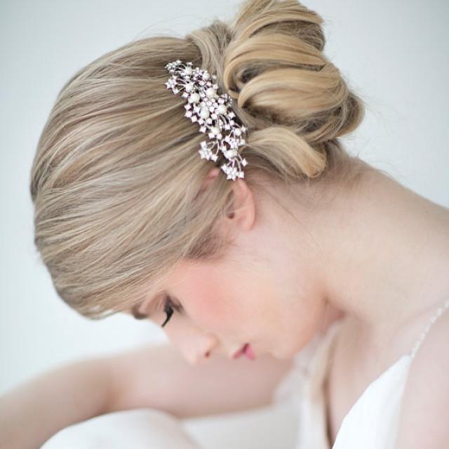 wedding photo - Wedding Hair Comb,  Bridal Head Piece, Crystal and Pearl Haircomb, Wedding Hair Accessory - New