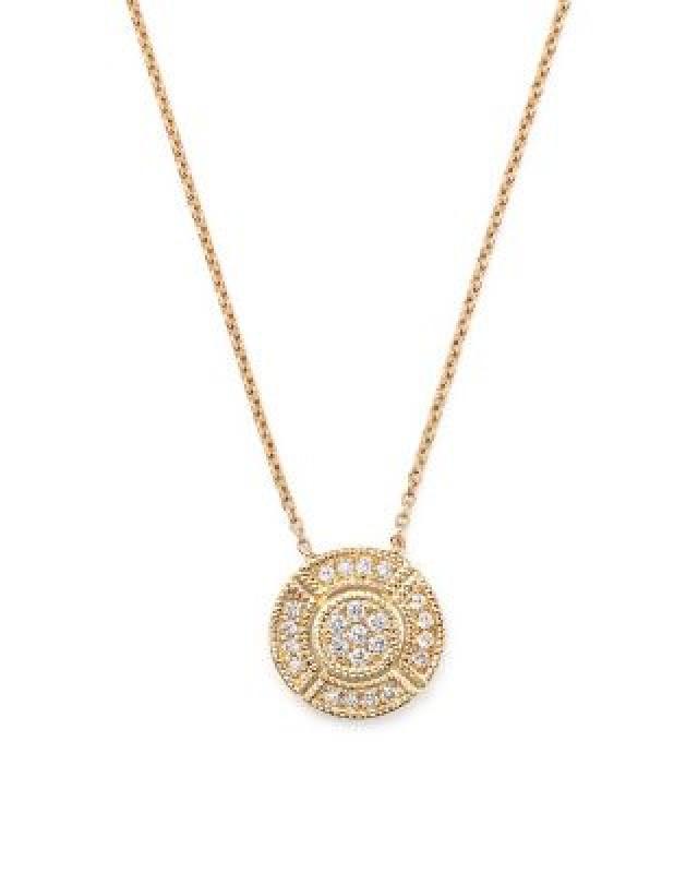 wedding photo - Dana Rebecca Designs 14K Rose Gold Jemma Morgan Circle Pendant Necklace with Diamonds, 16&#034;
