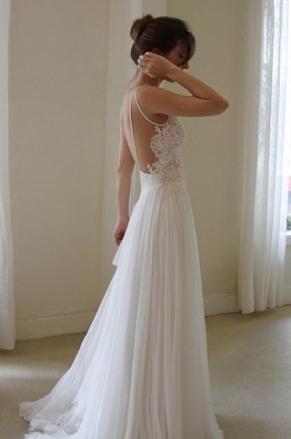 wedding photo - White Backless Wedding Dress ♥ Simple & Chic Backless Wedding Dress