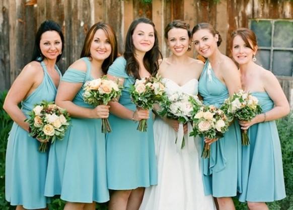 wedding photo - Aqua Bridesmaids Gowns