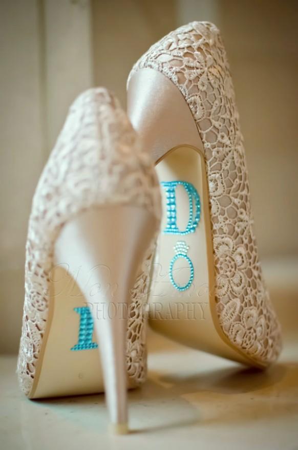 wedding photo - I Do Wedding Shoe Rhinestone Applique ♥ Unique Wedding Shoes