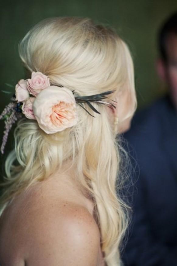 wedding photo - Natural Wedding HairStyles ♥ Half Up Wedding Hairstyle 