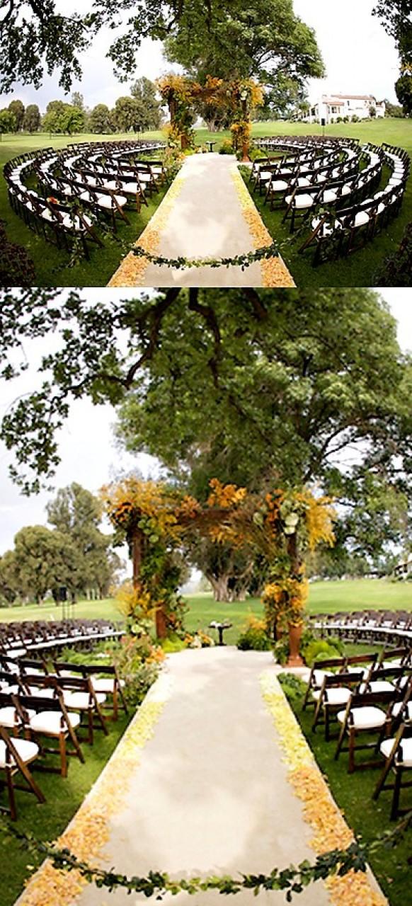 wedding so pretty seating outdoor ceremony circle weddings weddbook beautiful chair outside arch setup unique backyard venue flowers nature altar
