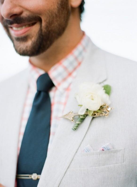wedding photo - Peonies Boutonniere for Groom 