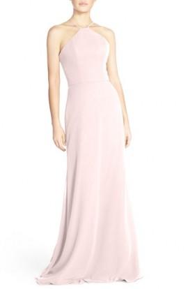 Wedding - Hayley Paige Occasions Strappy V-Back Chiffon Halter Gown 