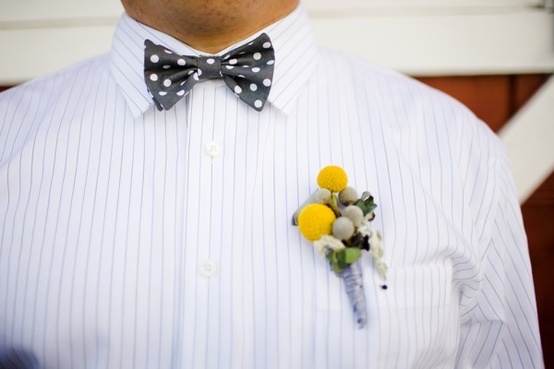 Wedding - Polka Dot Bow Tie & Boutonniere 