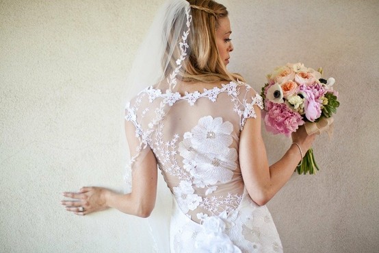 Wedding - Claire Pettibone Lace Illusion Back Wedding Dress ♥ Beach Wedding Dresses 