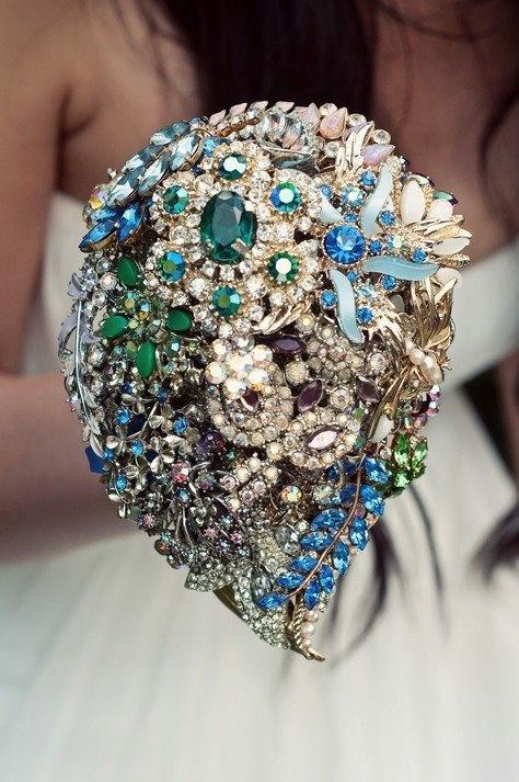 Hochzeit - Jewel Wedding Bouquet ♥ Luxus Brosche Wedding Bouquet