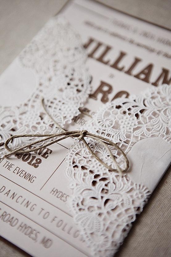 Wedding - Handmade DIY Lace Wedding Invitation 