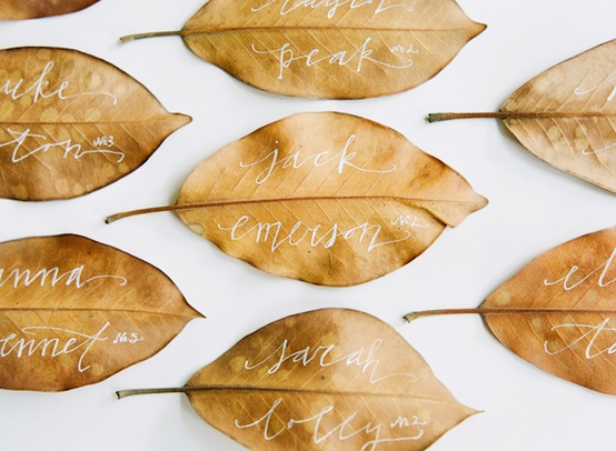 Wedding - Place Cards, Beatiful idea for autumn wedding