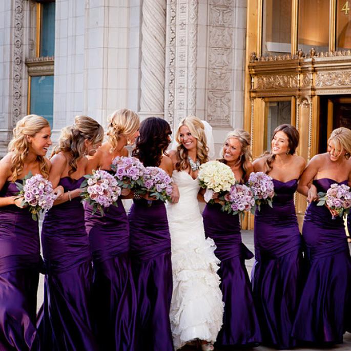 Mariage - Mariée et demoiselles d'honneur professionnel photo ♥ Purple demoiselle demoiselles d'honneur