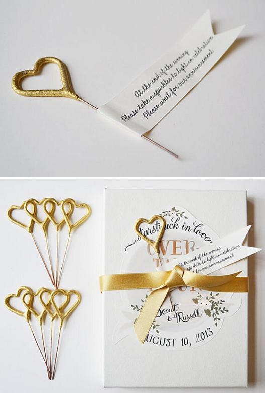 Wedding - Gold Heart Sparklers