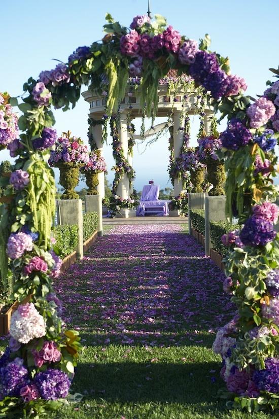 Wedding - Amazing Purple Wedding Ceremony Entrance ♥ Gorgeous Wedding Aisle Decors 