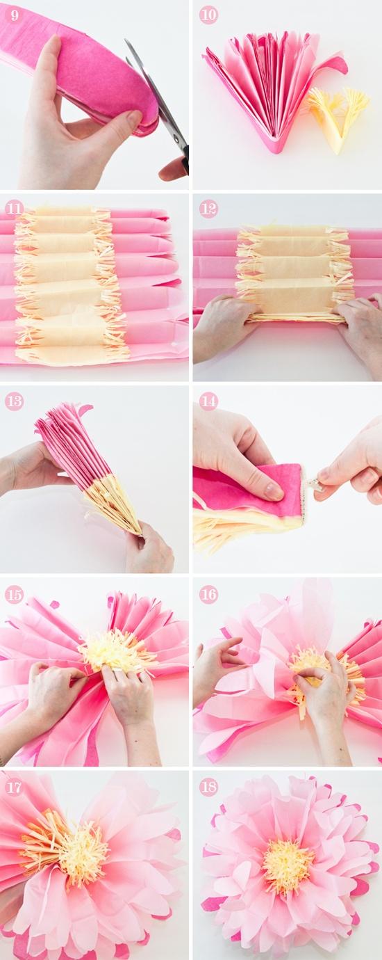 Wedding - DIY Pink Large Tissue Paper Flowers Tutorial 