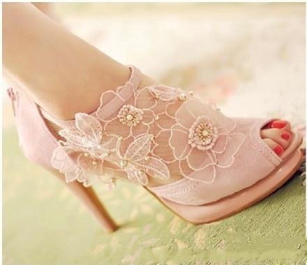 Wedding - Light pink laced shoes for wedding