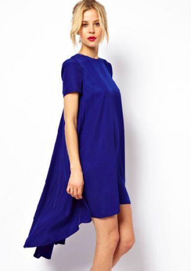 women s dresses blue short sleeve split high low dress pictures