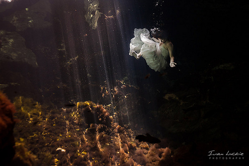 Hochzeit - Unterwasser Cenote Papierkorb das Kleid Foto - Ivan Luckie Fotografie-1