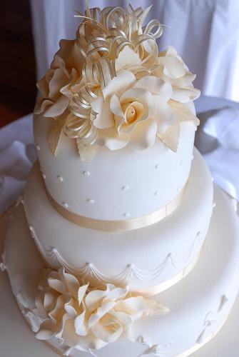 Mariage - Ivoire roses Gâteau de mariage