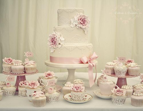Mariage - Vintage gâteau de mariage Rose & Pearl