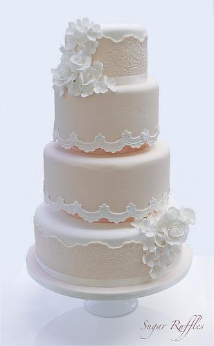 Wedding - Peach Lace Wedding Cake