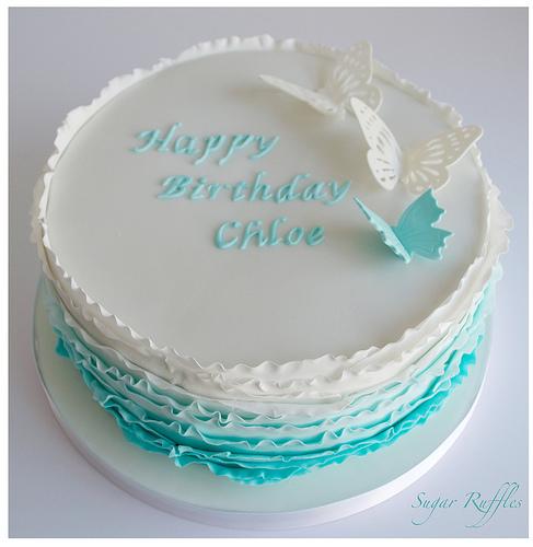 Wedding - Turquoise Ombre Birthday Cake