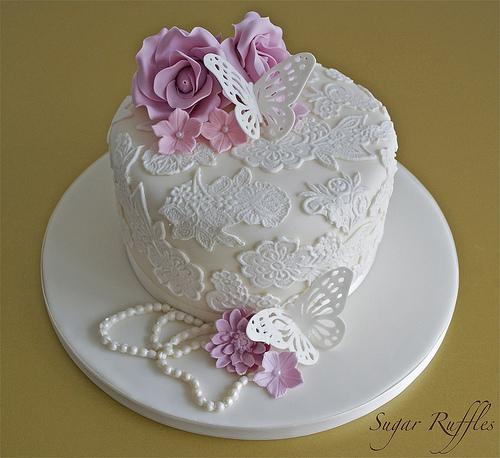 Свадьба - Старинные кружева торт