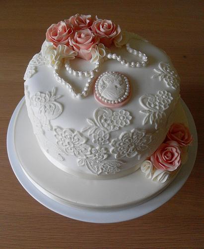 Wedding - Vintage Lace Birthday Cake