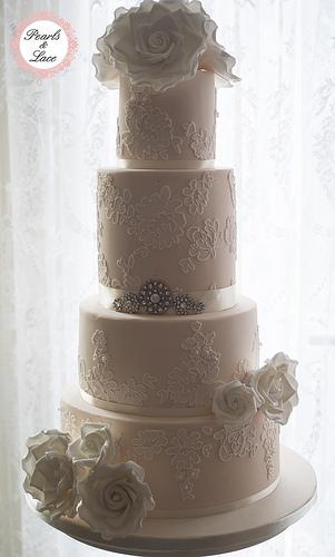 Wedding - Vintage Lace Wedding Cake