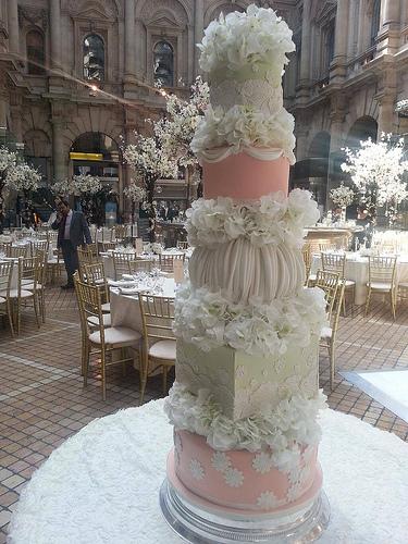زفاف - خمسة المستوى الأخضر النعناع والخوخ كعكة الزفاف