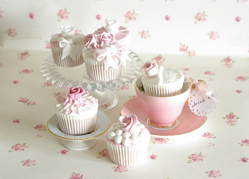 Mariage - Rose et blanc Cupcakes