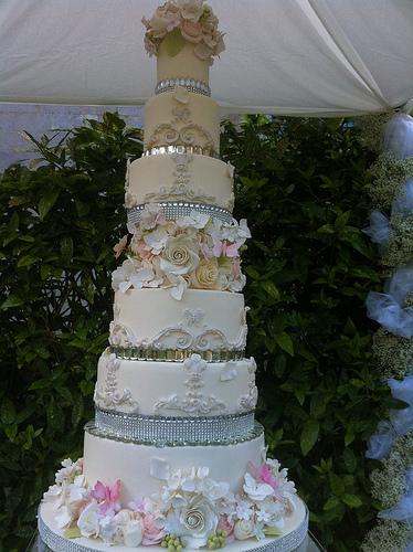 Wedding - Bling And Sugar Flower Cake