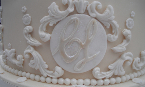 Wedding - Monogram Cake Close Up