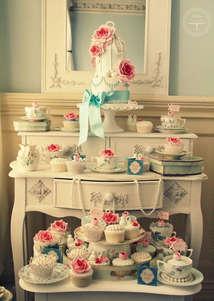 Wedding - 2 tier wedding cake with turquoise ribbon