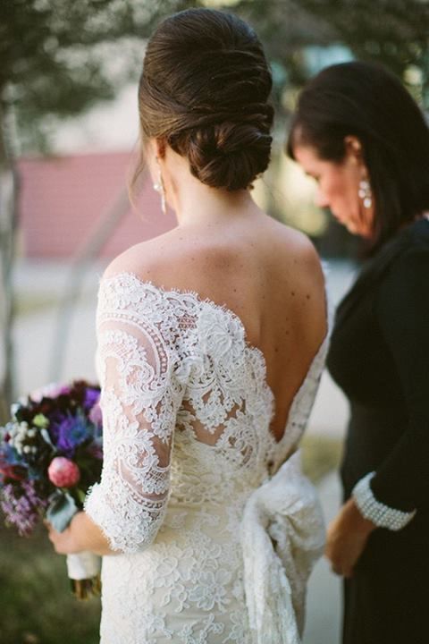 Wedding - White floral wedding dress with low back