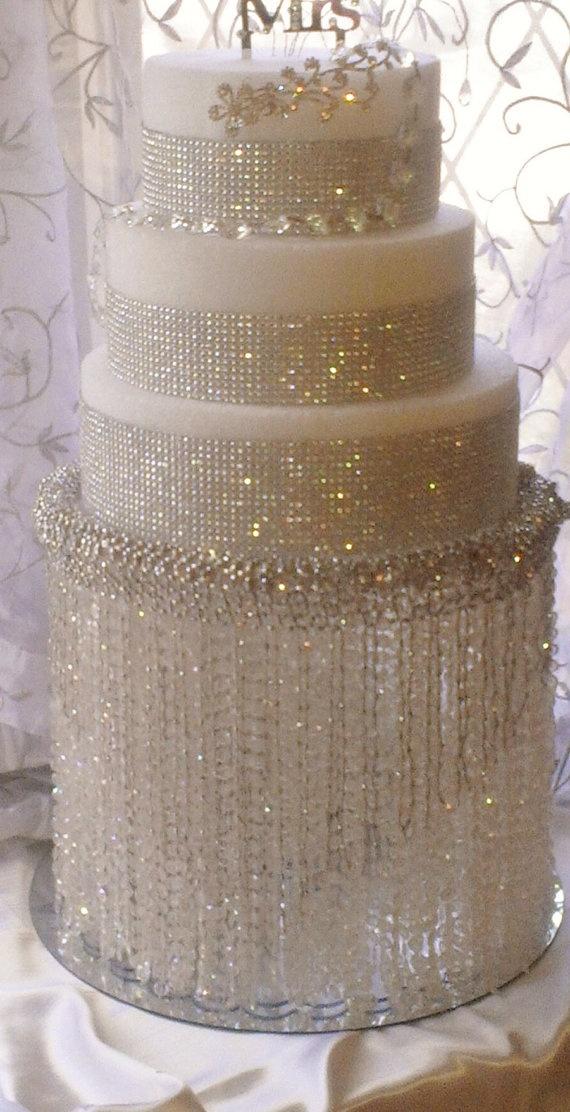 Wedding - Wedding Cake Stand With Crystals/ Chandelier Acrylic Beads, Also Available In Crystal Beads