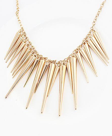 Mariage - Exaggerate Gold Plated Spike Necklace - Sheinside.com