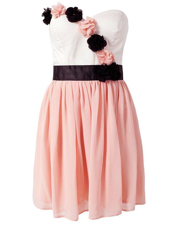 زفاف - Pink Applique Belt Ruffle Dress - Sheinside.com