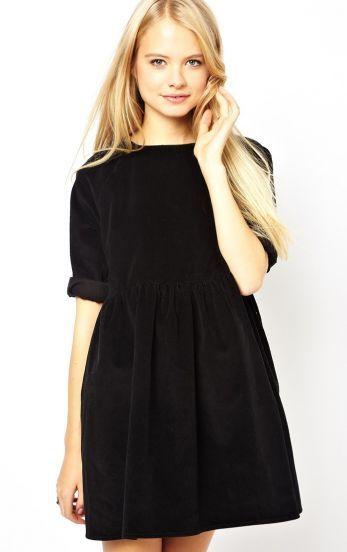 زفاف - Black Three Quarter Length Sleeve Pleated Dress - Sheinside.com