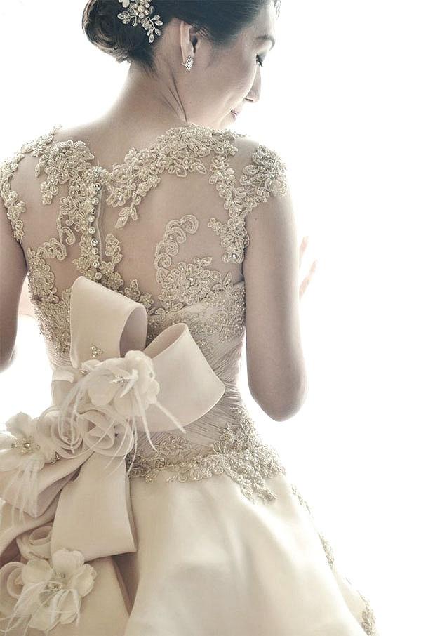 Wedding - Ivory wedding dress with ribbon at back