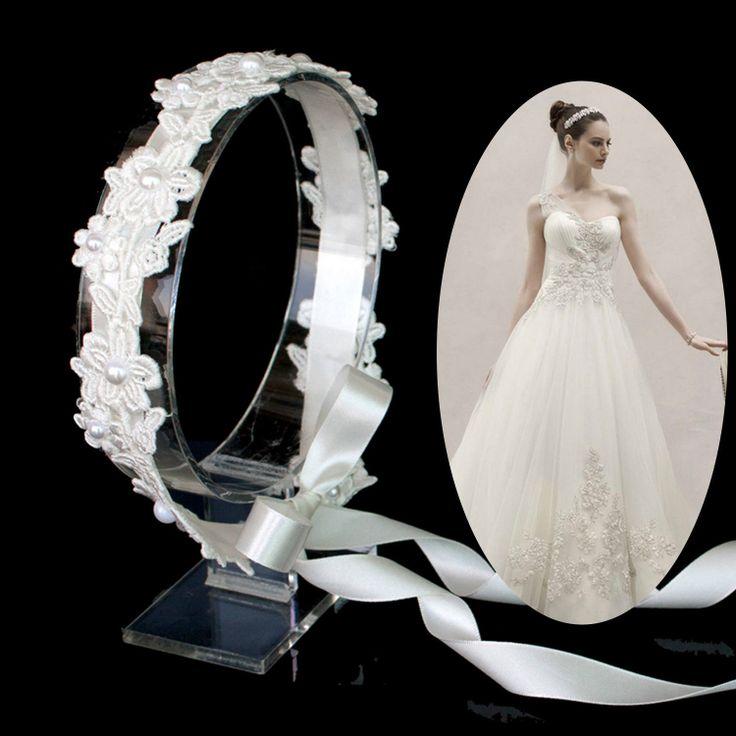 Wedding - Beautiful Blossom Faux Pearl Headband, Wedding Marriage Bridal Ribbon Headpiece