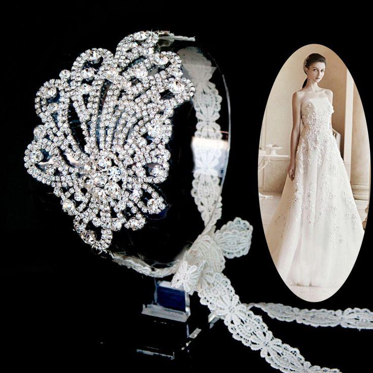 Wedding - Bridal Fabulous Flower Rhinestone Headpiece Floral Lace Headband Accessory
