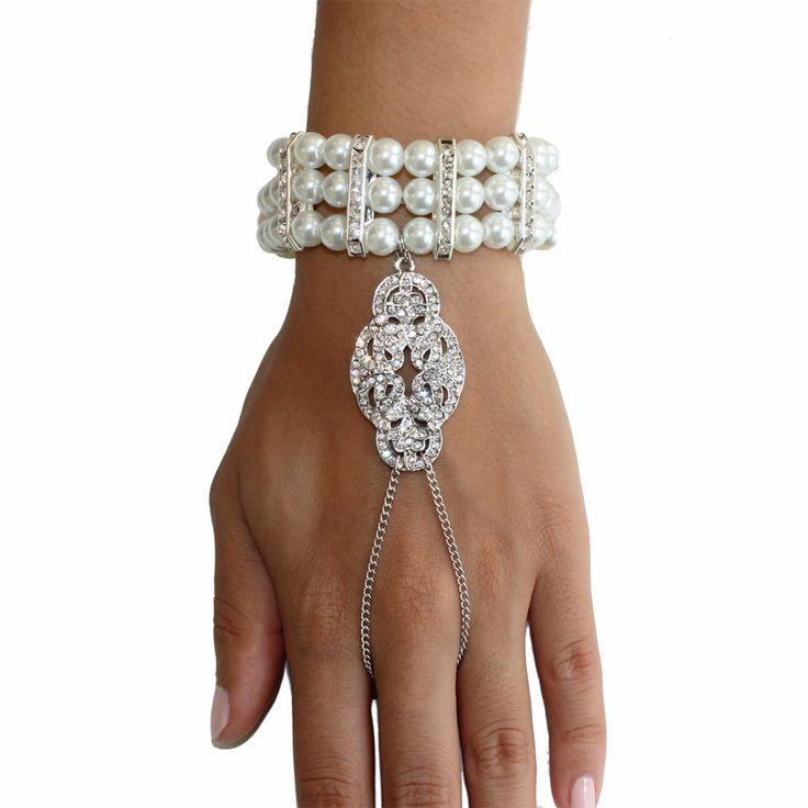 Mariage - Bracelet en cristal Inspiré Great Gatsby vintage des années 1920 d'aileron pièce à main